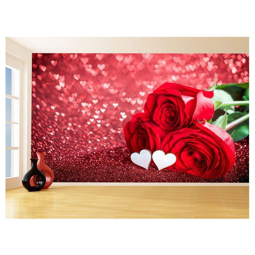 Papel De Parede Flores Rosas Vermelhas Pétala 3,5M Nfl257