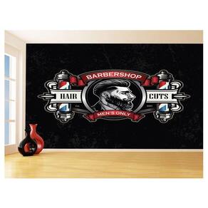Papel De Parede 3D Barbearia Barber Shop Logo 3,5M Brb41