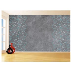 Papel De Parede Concreto Linhas Azul Turquesa 3,5M Kkt277