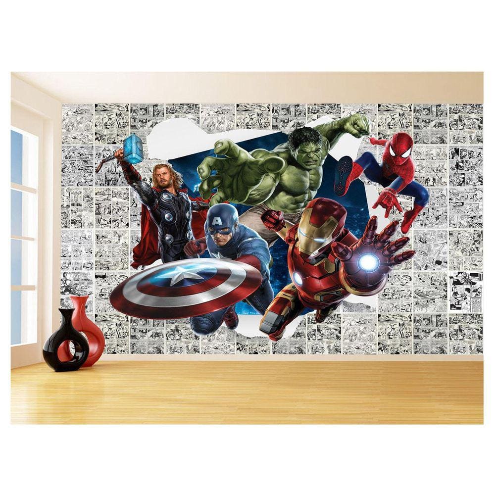 Papel De Parede 3D Heróis Página Quadrinhos Hq 3,5M Nhma169