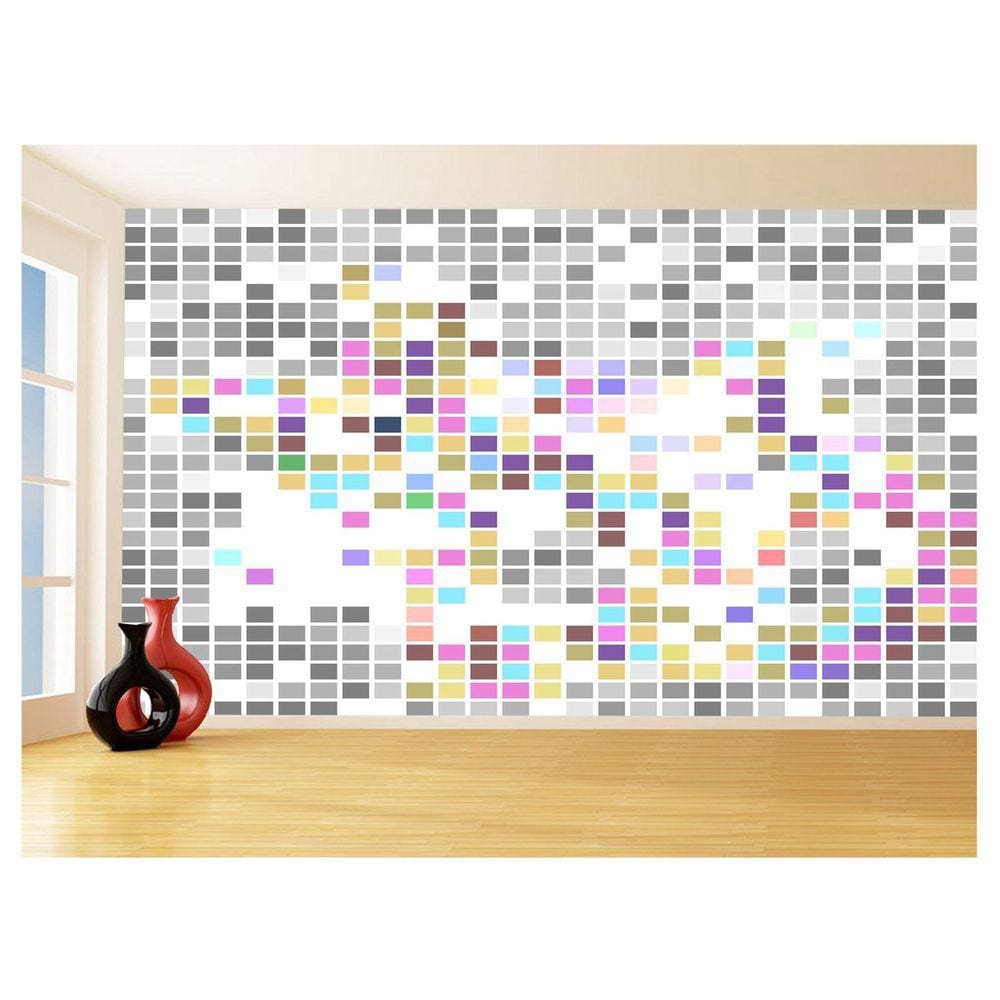 Papel De Parede Geométrico Quadrados Colorido 3,5M Gmt127