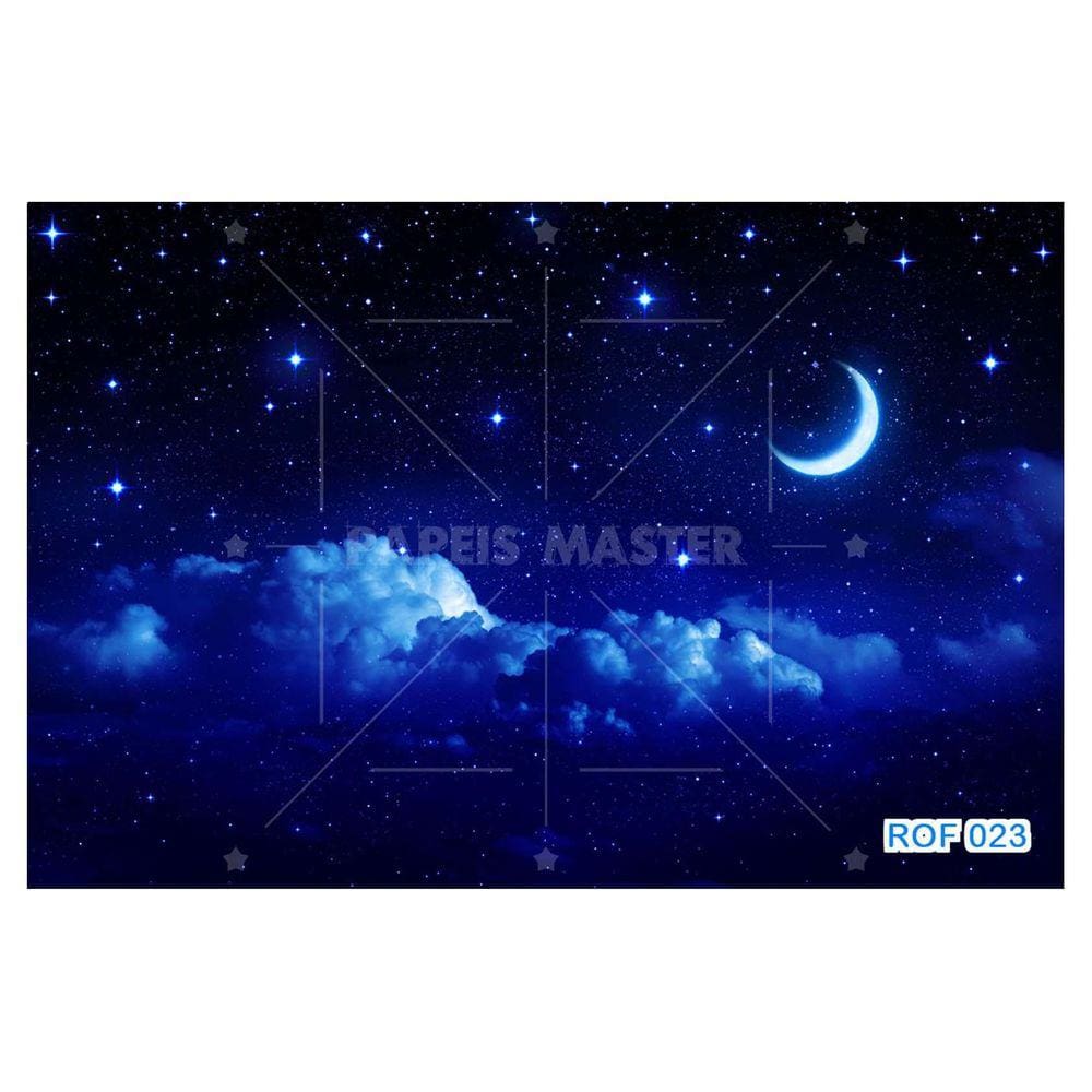Papel De Teto Céu Noite Céu Lua Estrela Nuvens 3,5M Rof23