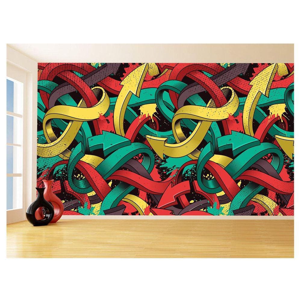 Papel De Parede Arte Graffiti Mural Setas Cor 3,5M Tra120