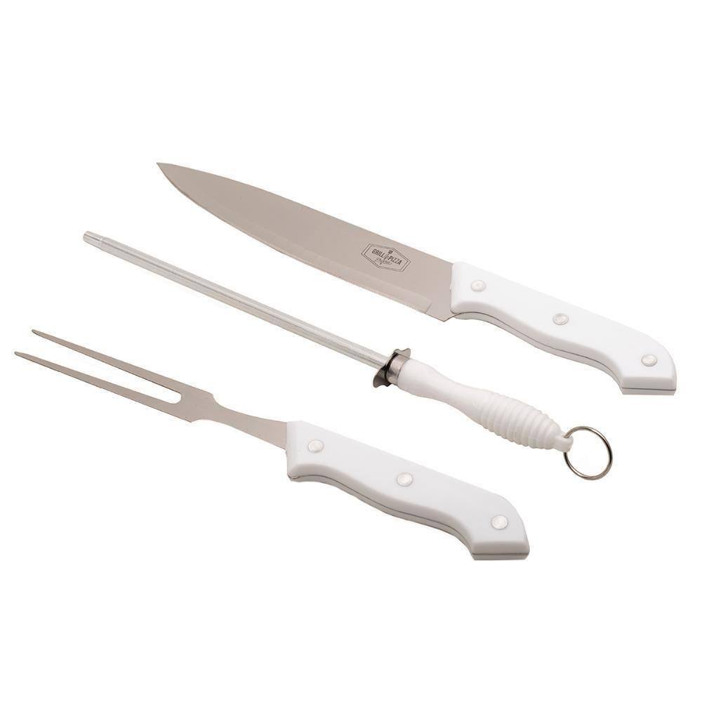 Kit Churrasco Faca Chaira E Garfo 3 Pçs Grill & Pizza Prana