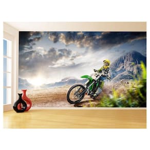 Papel De Parede 3D Moto Cross Trilha Terra Mx 3,5M Bkm27