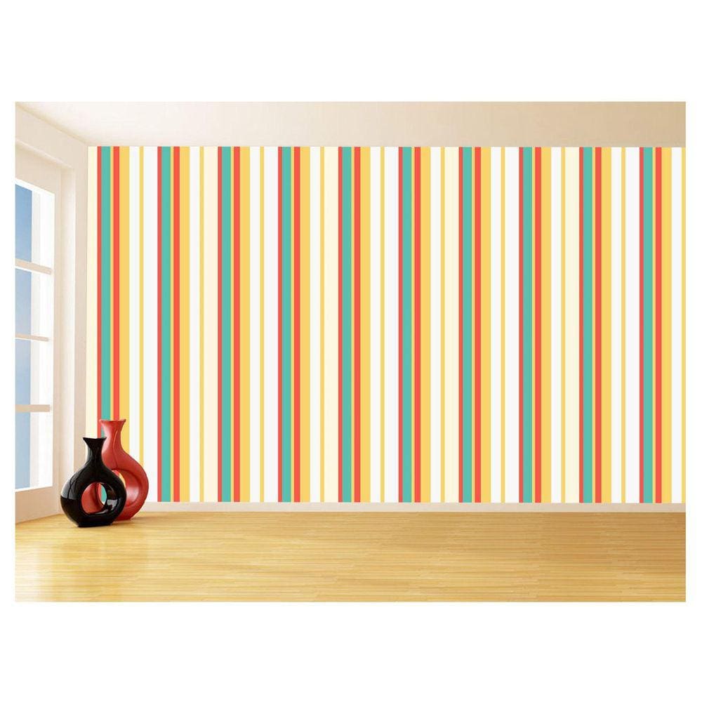 Papel De Parede 3D Listras Coloridas Verticais 3,5M Lst12