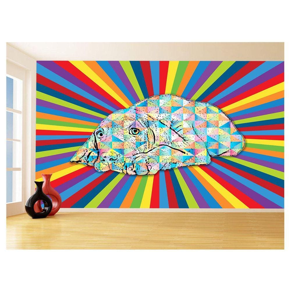 Papel De Parede 3D Animais Pop Art Cachorro Pet 3,5M Pxa235