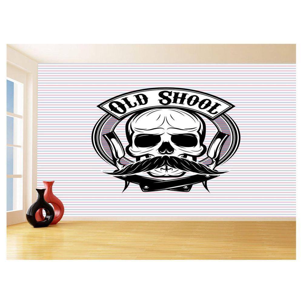 Papel De Parede 3D Barbearia Barber Shop Logo 3,5M Brb15