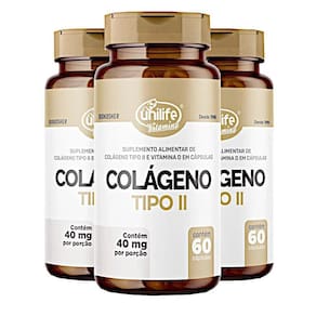 Colágeno Tipo Ii 60 Cápsulas 400Mg Kit Com 3