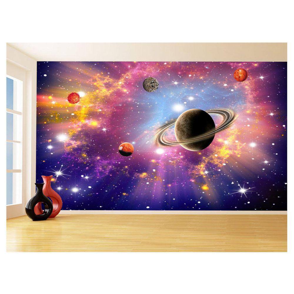 Papel De Parede 3D Espaço Estrelas Planetas 3,5M Nsp159