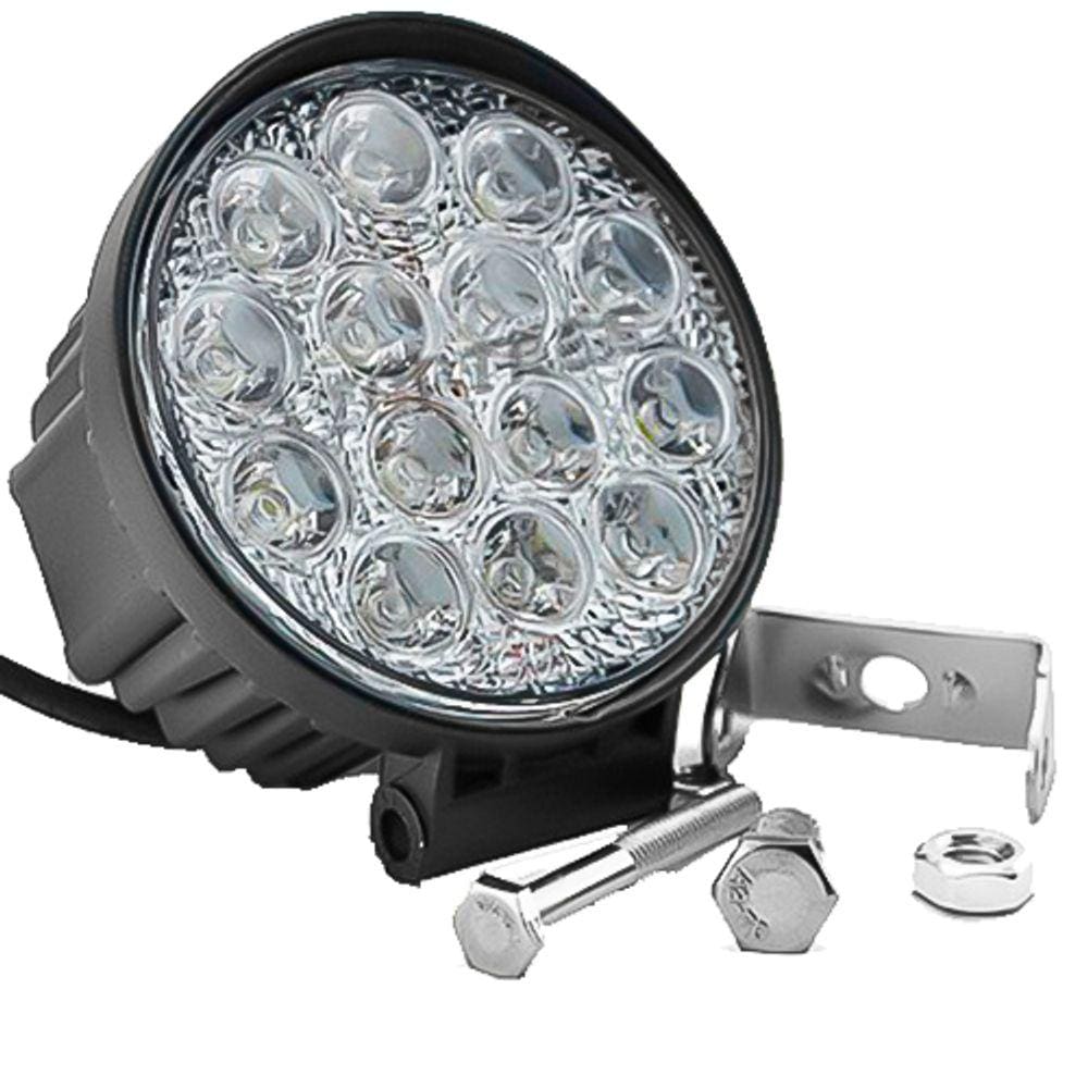 Farol Auxiliar Milha Led 42W Redondo Jeep Wrangler Troller Toyota Suv Branco Frio Luz Branca