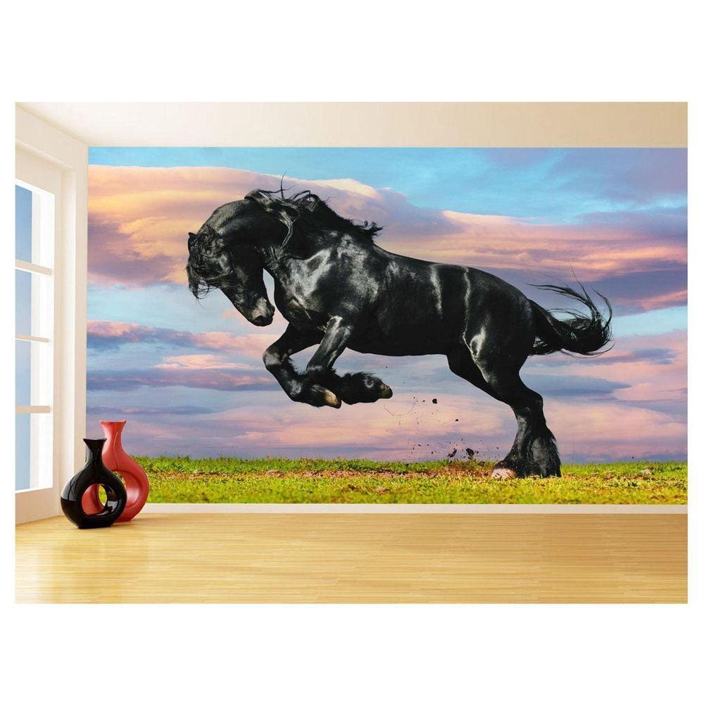 Papel De Parede Animais Cavalo Correndo Campo 3,5M Anm357