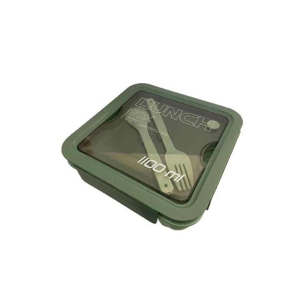 Marmita Lunch Box Plástico Divisória Talher - Azul