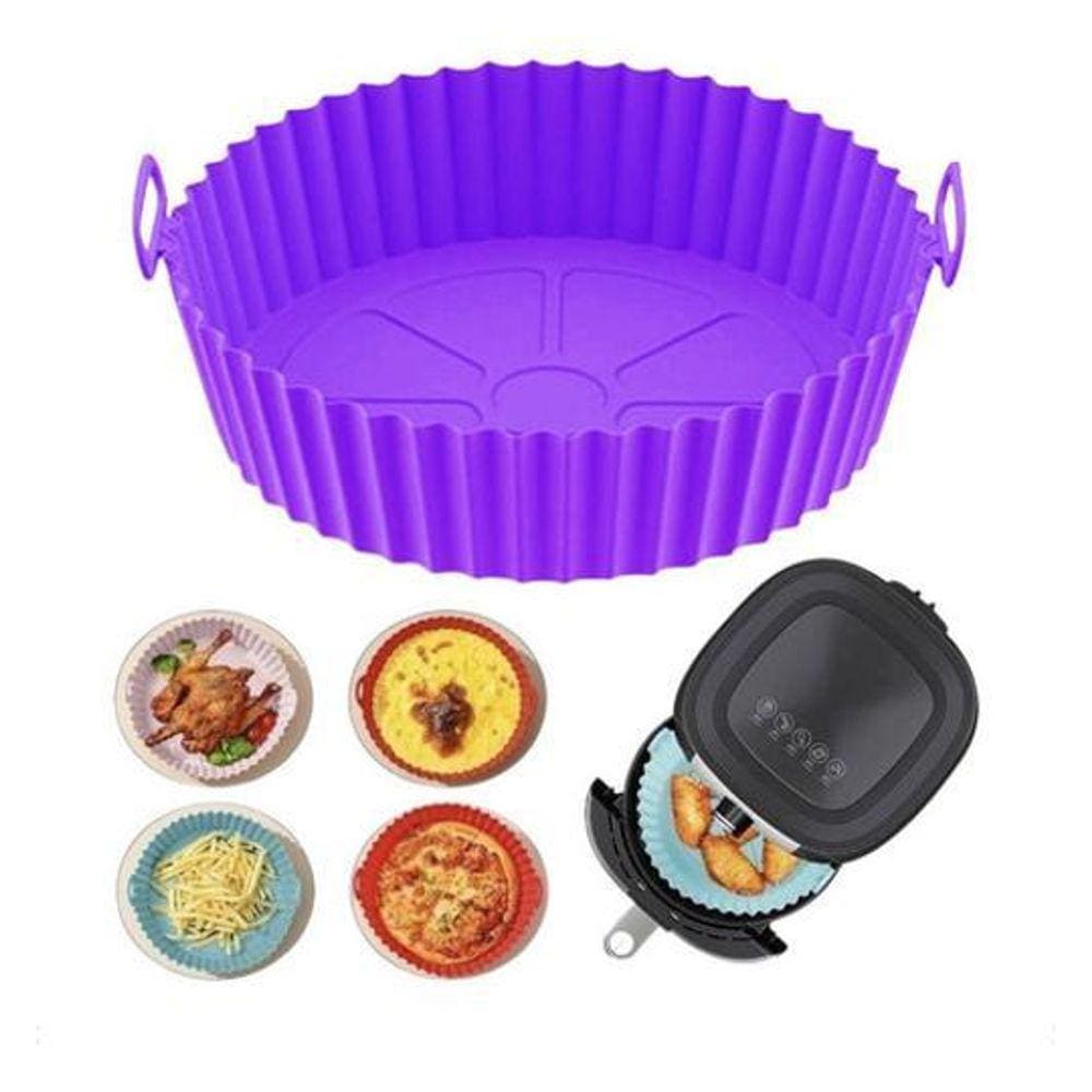 Cesto Forma Silicone Airfryer 20Cm Antiaderente - Roxo