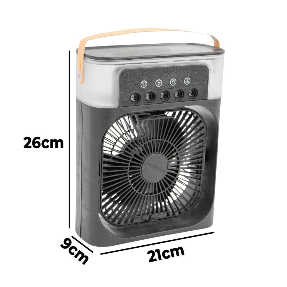 Ventilador Portátil Iluminação Umidificador Climatizador USB De Mesa