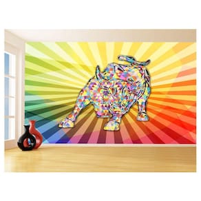 Papel De Parede 3D Animais Pop Art Touro Bull 3,5M Pxa182