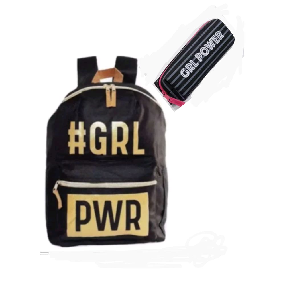 Mochila juvenil Power girl glitter + estojo