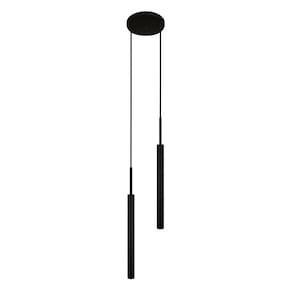 Kit 2 Luminárias Pendente Teto Tubo Duplo Quarto Sala Preto