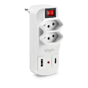 Filtro de Linha 2 Tomadas + USB + Tipo A+C 10A Elgin 46RFL3020USB
