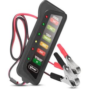 Testador de Bateria e Alternador 12V De Carro Moto, 5 Níveis De Medição, Indicadores Em LEDs e 2 Grampos Conectores Jacaré 25cm Knup KP-BT03