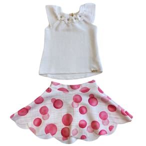 Conjunto Infantil Meninas Bolinhas Rosa Branco 33328 Infanti