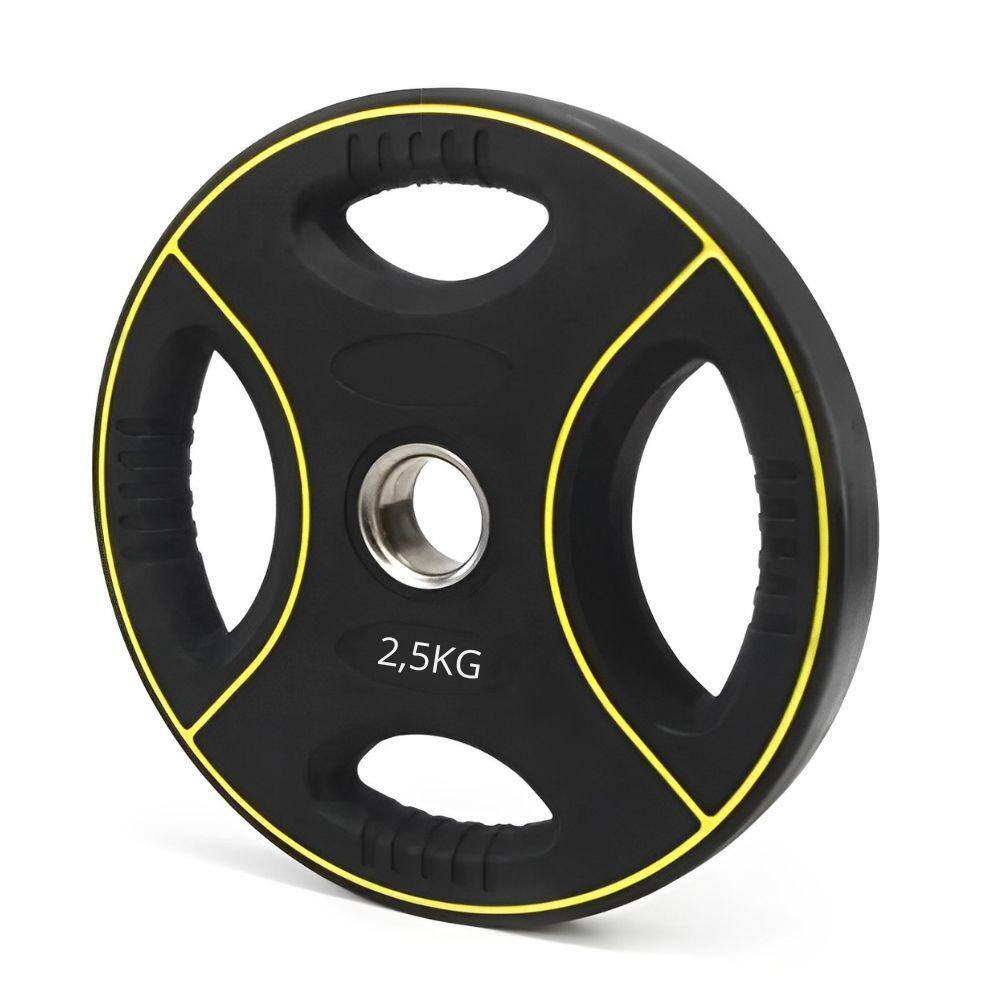 Anilha Olímpica Polyurethane 2,5kg Intense Ahead Sports Preto e Amarelo