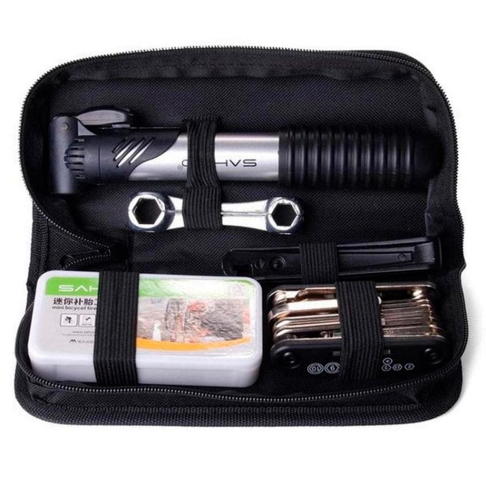 Kit Ferramentas Bicicleta Bike Bomba Ar Reparo Preto
