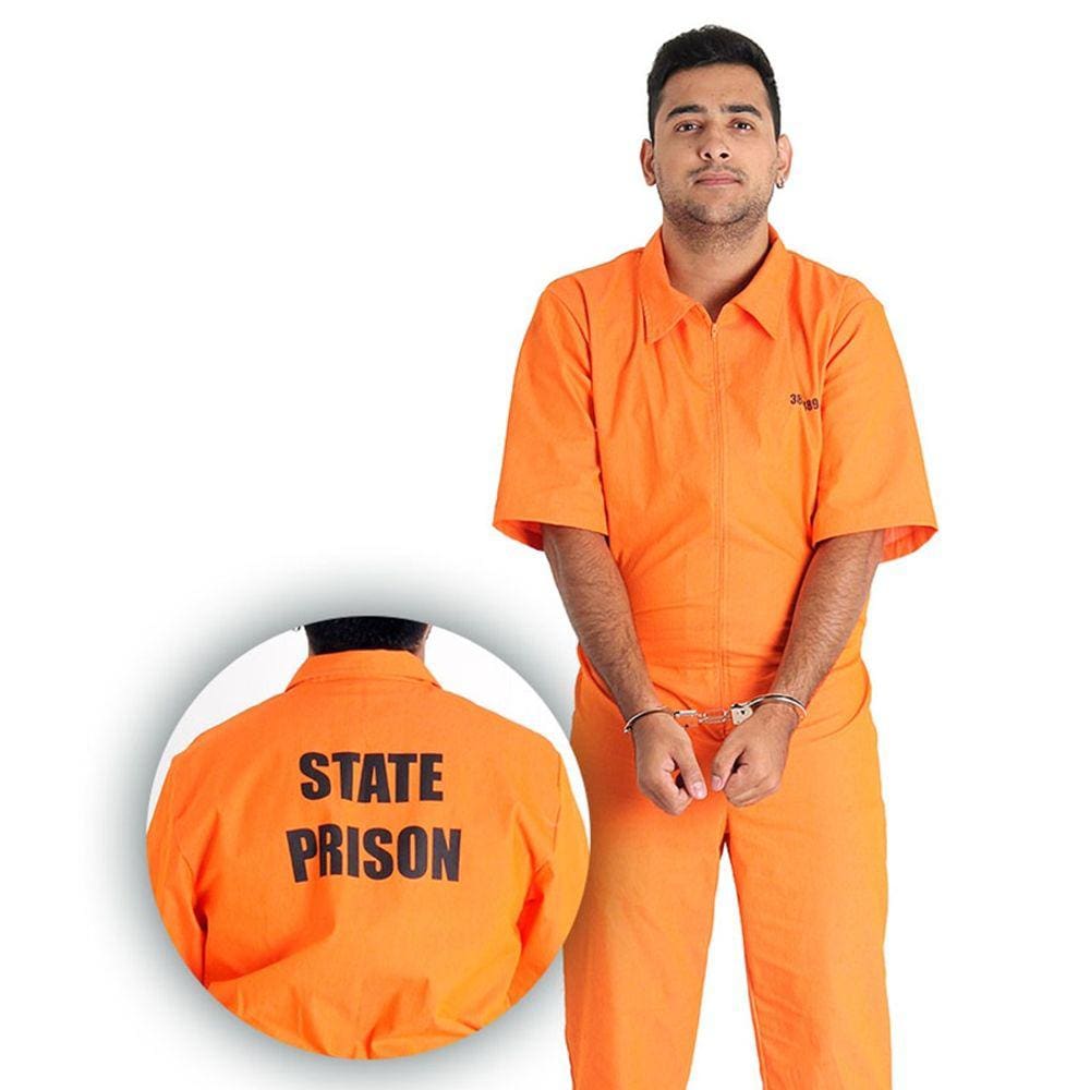 Fantasia Presidiário Laranja Masculino Prisioneiro Detento