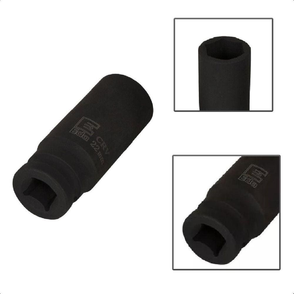 Soquete Impacto Longo 22mm x 1/2Aço - EDA 9SZ