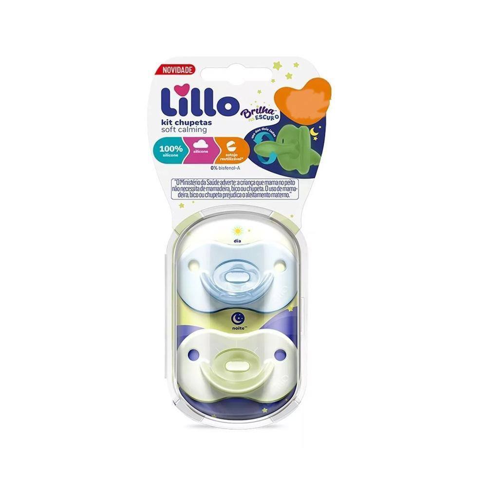Chupeta Soft Calming 100%Silicone +6M 2Und Azul/Brilha