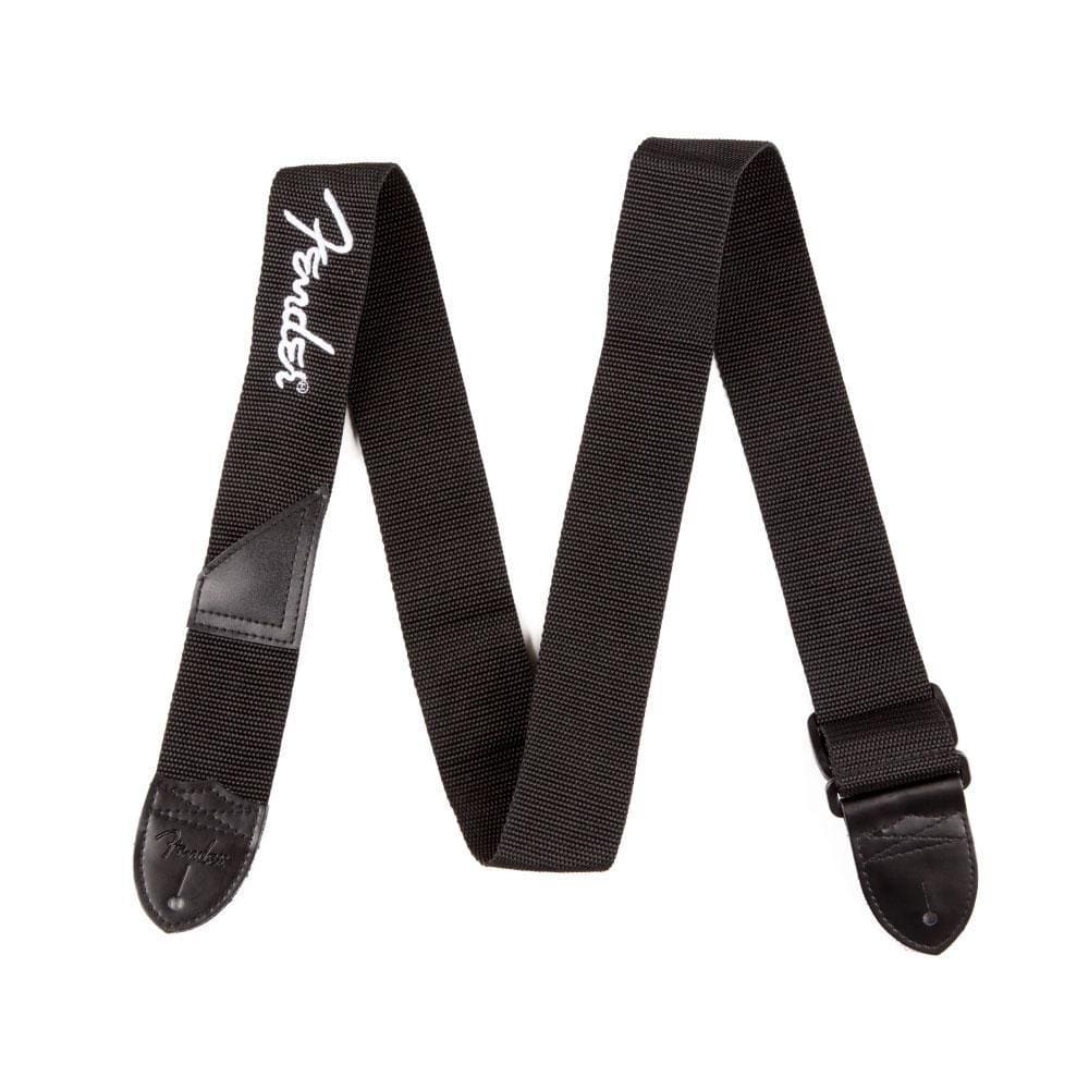 Correia Para Guitarra Baixo Violão Fender Logo Branca Strap
