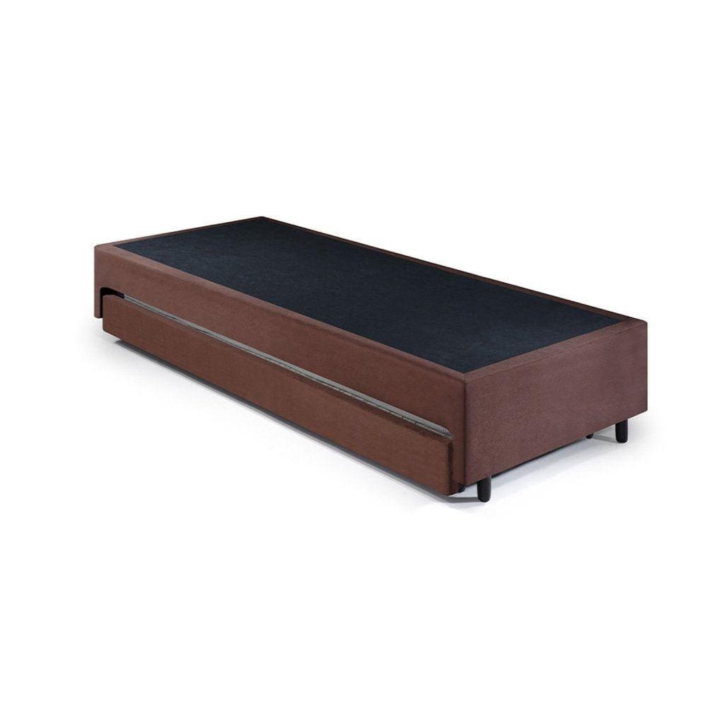 Base Box Solteiro com Auxiliar 88x188x36 Cm Marrom