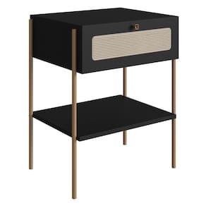 Mesa de Cabeceira 1 Gaveta Palhinha 28932 Linha Oslo Nero Artesano
