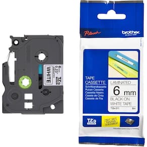 Fita Brother TZE-211 6mm Preto/Branco