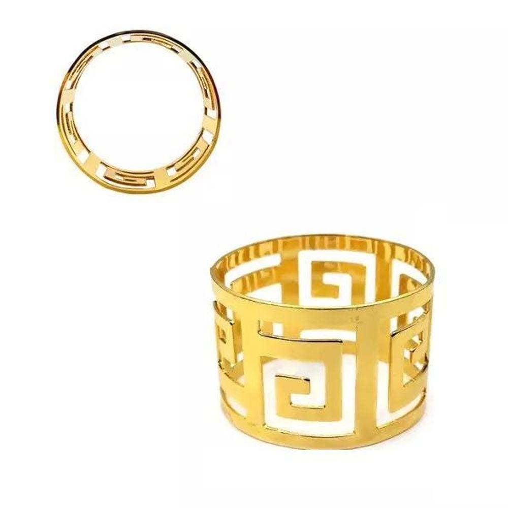 Porta Guardanapo Metal Redondo Dourado 4.5cm - 6 Peças