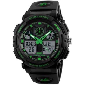 Relógio de pulso SKMEI masculino, preto, verde, LED, impermeável, esporte