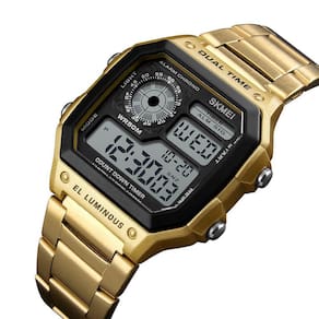 Relógio esportivo Bomieux Luxury Digital Dual-Time Alarm Gold