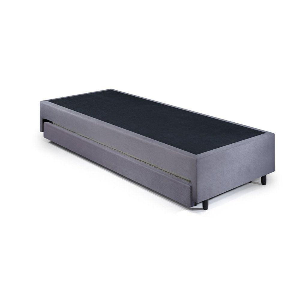 Base Box Solteiro com Auxiliar 88x188x36 Cm Cinza