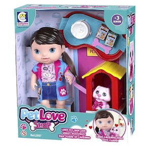 Boneca Vinil Pet Love Shop Com Cachorrinho Cotiplas Imediato
