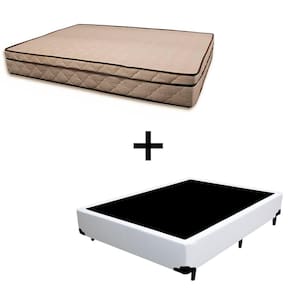 Cama Box Viúva 128 Tecido Sintético Branco Com Colchão Polônia Bello Box - D28 65x128x188