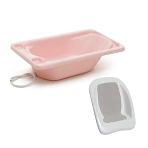 Banheira Plastica Rígida Rosa Com Redutor Branco - Galzerano