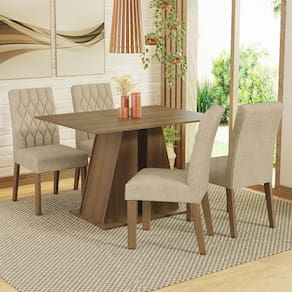 Conjunto Sala de Jantar Mesa Tampo de Madeira 4 Cadeiras Rustic/Imperial Gisele Madesa