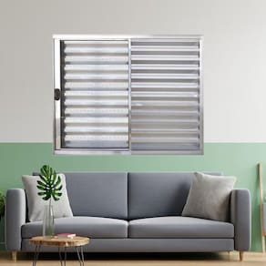 Janela Veneziana de Alumínio 3 Folhas 100 x 150cm Linha Modular Esquadrias Bergame Brilhante