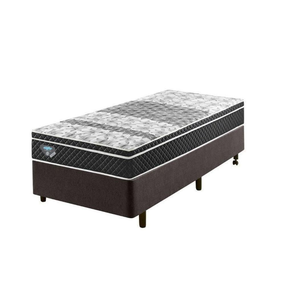 Cama Box Solteiro Reforçado 88x188x38cm e Colchão Gran Sleep Molas Verticoil Ecoflex Marrom