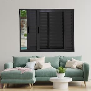 Janela Veneziana de Alumínio 3 Folhas 120 x 120cm Linha 25 Esquadrias Bergame Preto