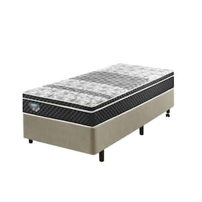 Cama Box Solteiro Reforçado 88x188x38cm e Colchão Gran Sleep Molas Verticoil Ecoflex Bege