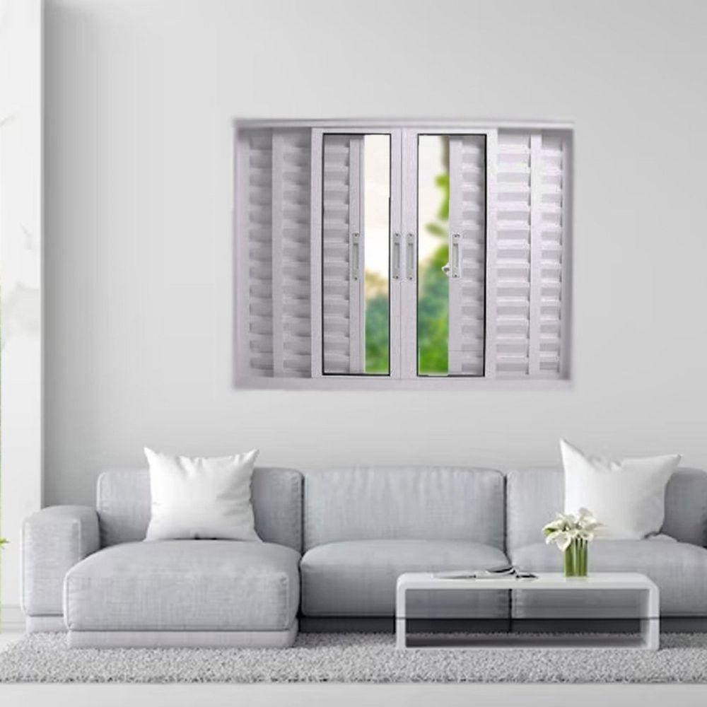 Janela Veneziana de Alumínio 6 Folhas 120 x 120cm Linha 25 Esquadrias Bergame Branco