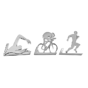 Emblema Adesivo Alto Relevo 3D Triathlon Masculino Cromado