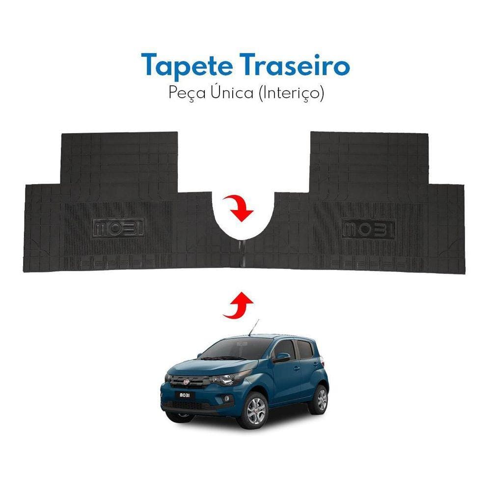 Jogo Tapete Interno Reforçado Fiat Mobi 2016 Em Diante Preto