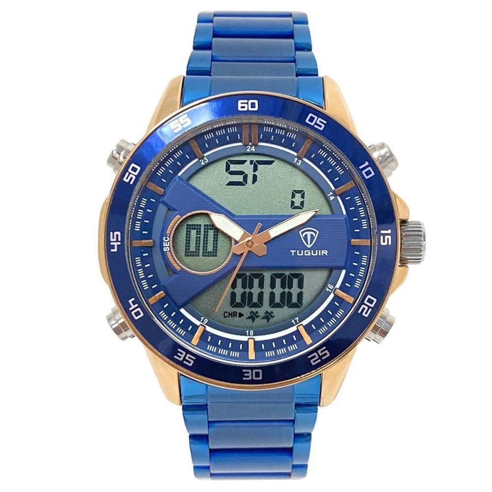 Relógio Masculino Tuguir AnaDigi TG1161 Azul e Rosê, 5 ATM